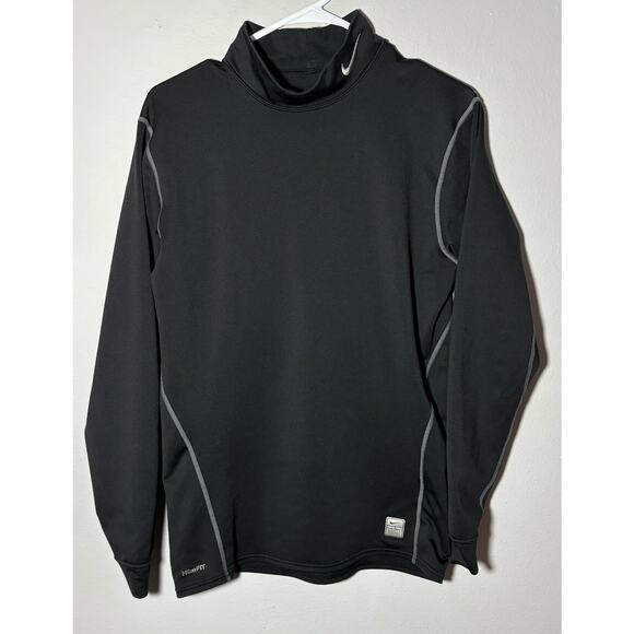 Nike Pro Combat Therma-fit Workout/ Running Shirt Mens Black Fitted Warm Sz XL - Picture 1 of 10